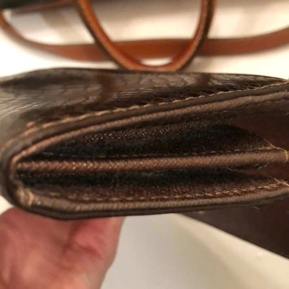 Michael kors brown metallic leather wallet
